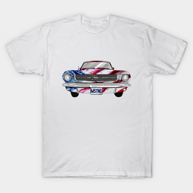 Ford Mustang with American Flag Bodywork T-Shirt by Artist Rob Fuller